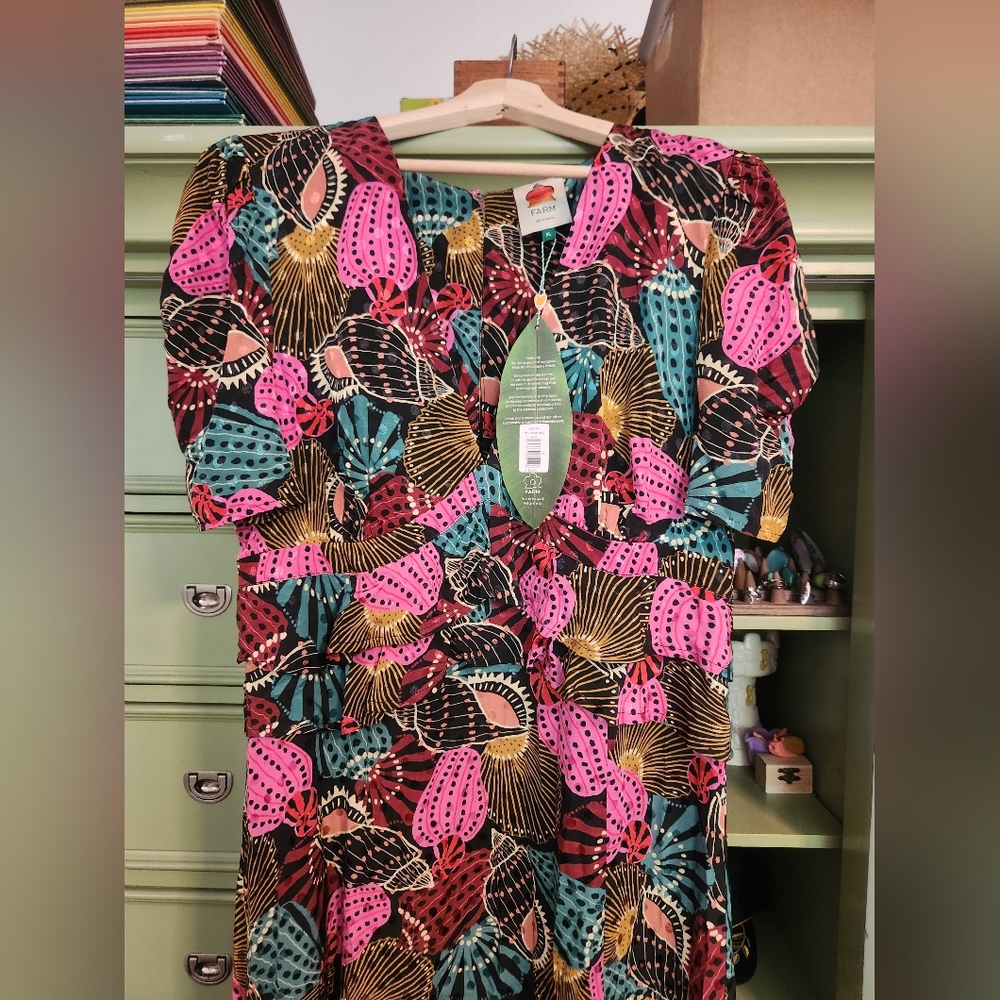Farm Rio Shell Mix Midi Dress - Picture 5 of 8